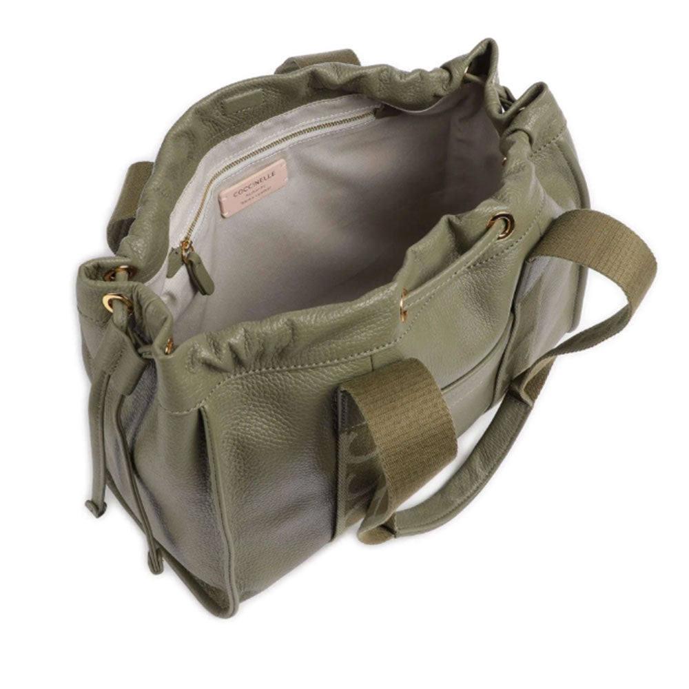Borsa Donna a Spalla COCCINELLE in Pelle Linea 2Day Signature Medium colore Laurel Green