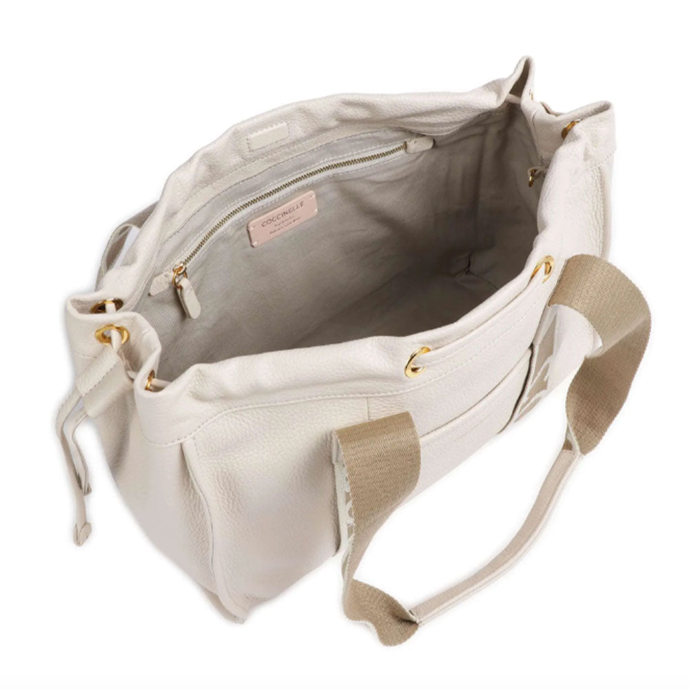 Borsa Donna a Spalla COCCINELLE in Pelle Linea 2Day Signature Medium colore Lambskin White