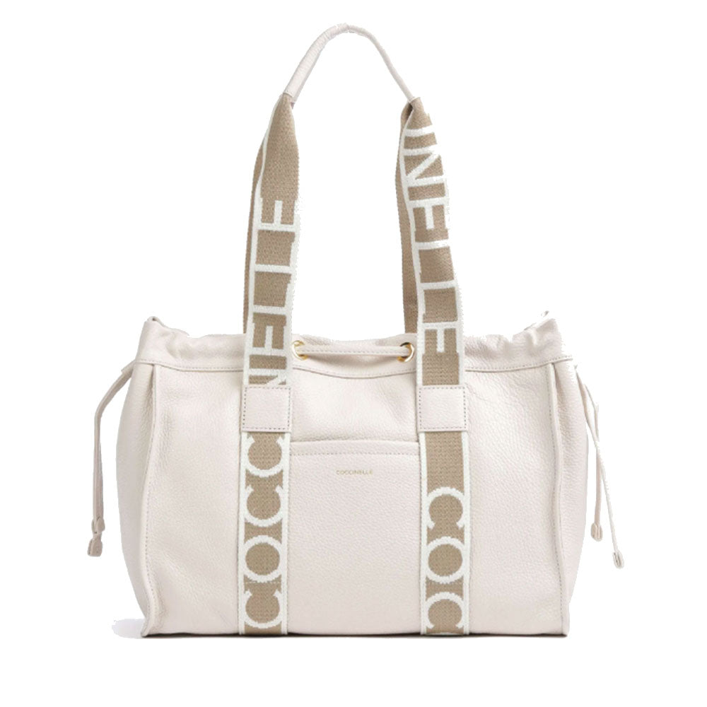 Borsa Donna a Spalla COCCINELLE in Pelle Linea 2Day Signature Medium colore Lambskin White