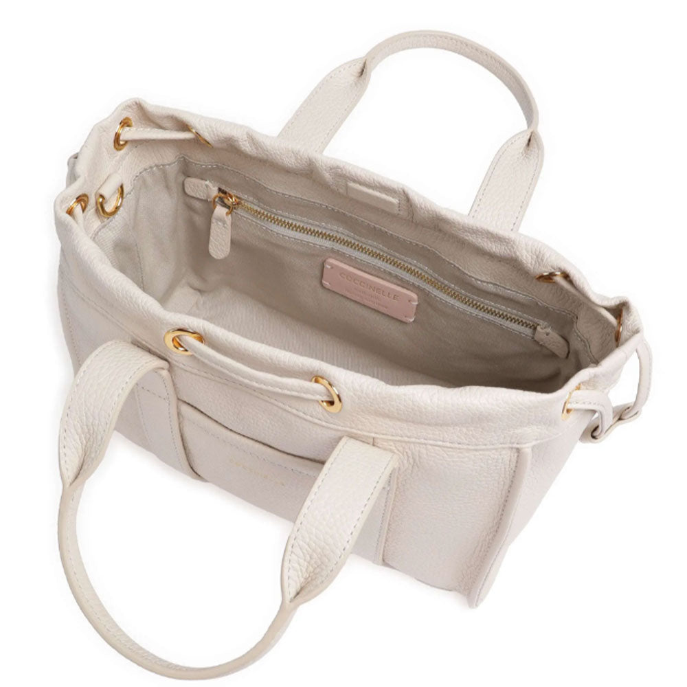 Borsa Donna a Mano COCCINELLE in Pelle Linea 2Day Signature colore Lambskin White