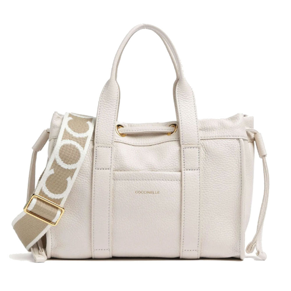 Borsa Donna a Mano COCCINELLE in Pelle Linea 2Day Signature colore Lambskin White