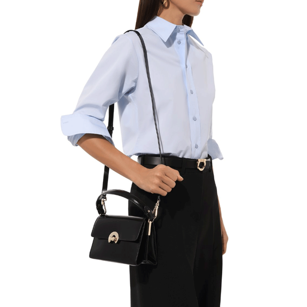 Borsa Donna a Mano con Tracolla COCCINELLE in Pelle Liscia linea Binxie colore Nero