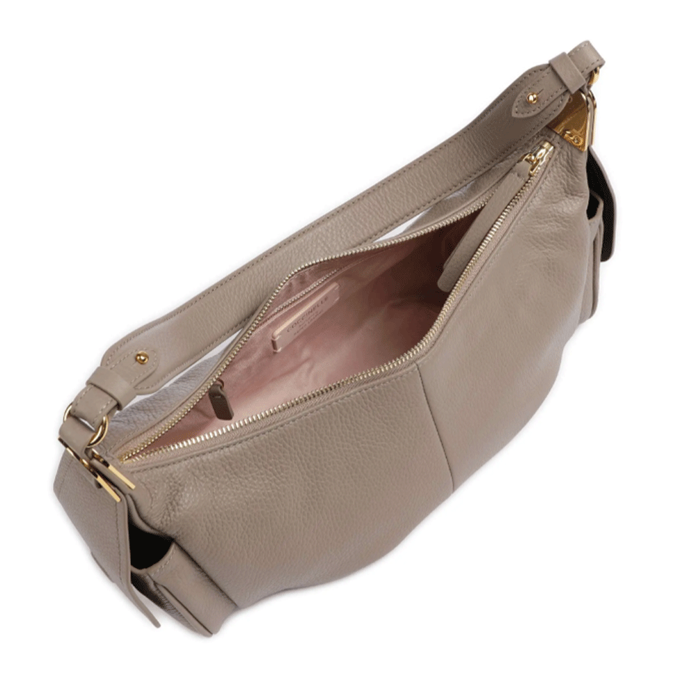 Borsa Donna a Spalla COCCINELLE in Pelle Colore Warm Taupe linea Campus Large