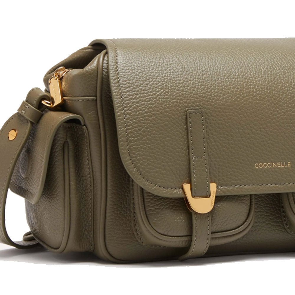 Borsa Donna a Tracolla COCCINELLE in Pelle Colore Laurel Green linea Campus Medium