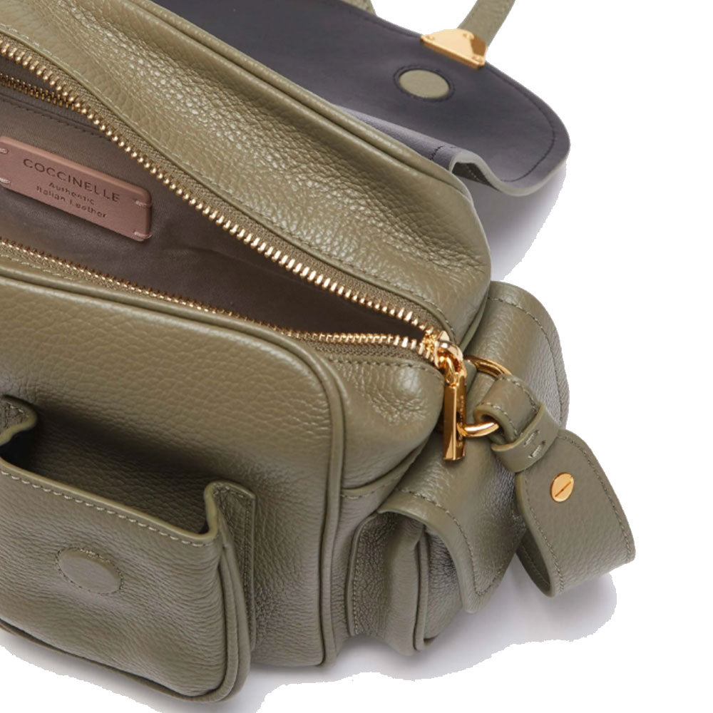 Borsa Donna a Tracolla COCCINELLE in Pelle Colore Laurel Green linea Campus Medium