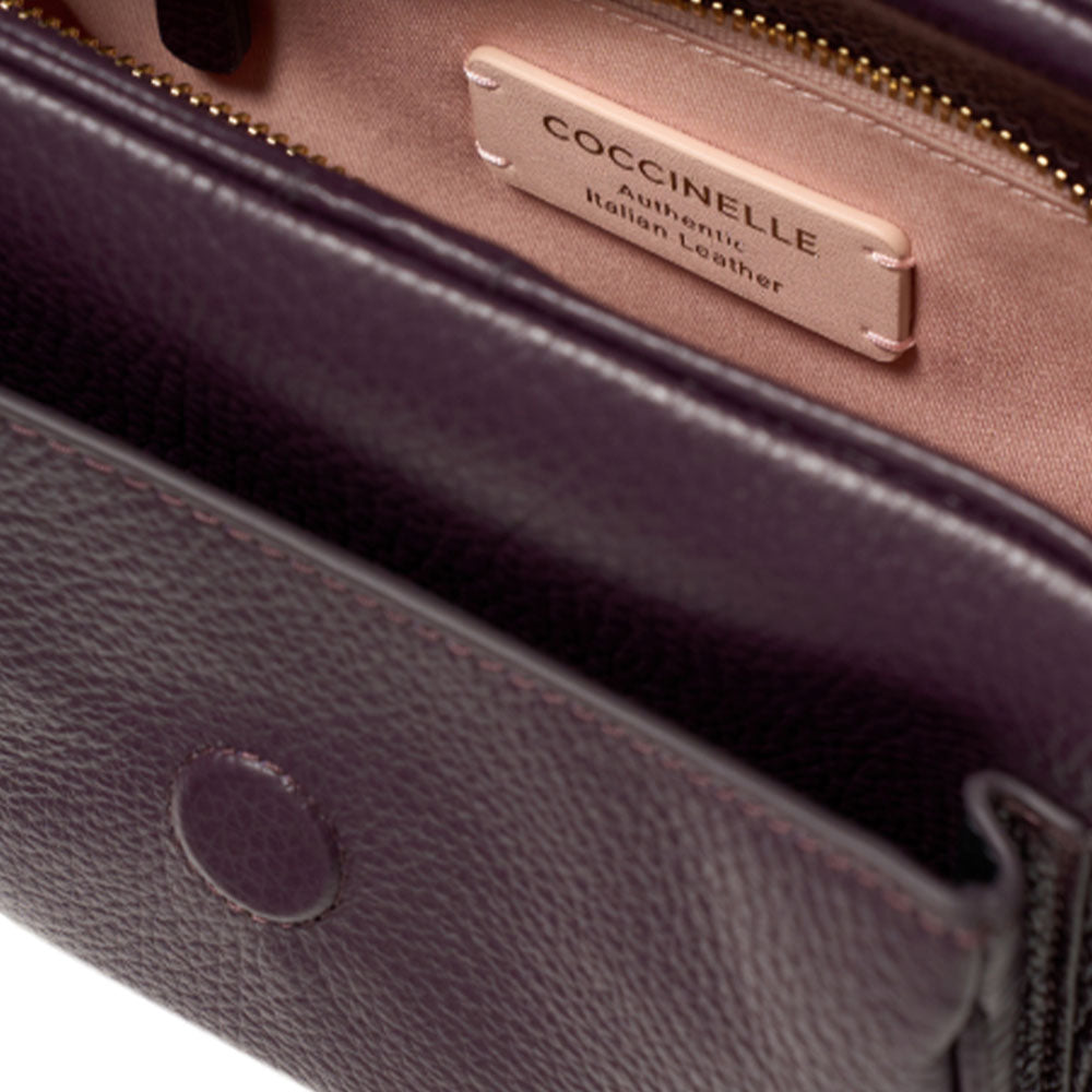 COCCINELLE Damen-Umhängetasche aus Prune-Leder, Campus Small Line