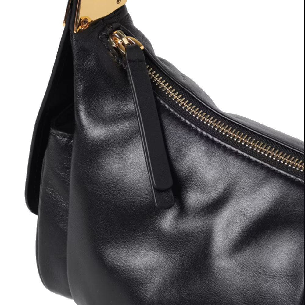 Borsa Donna a Spalla COCCINELLE in Pelle Liscia Nera linea Campus Vintage Large