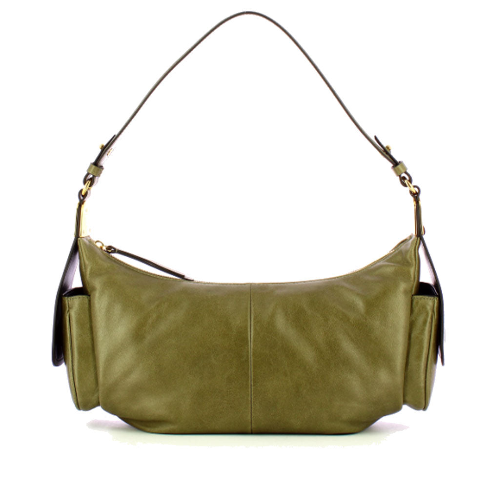 Borsa Donna a Spalla COCCINELLE in Pelle Liscia Laurel Green linea Campus Vintage Large
