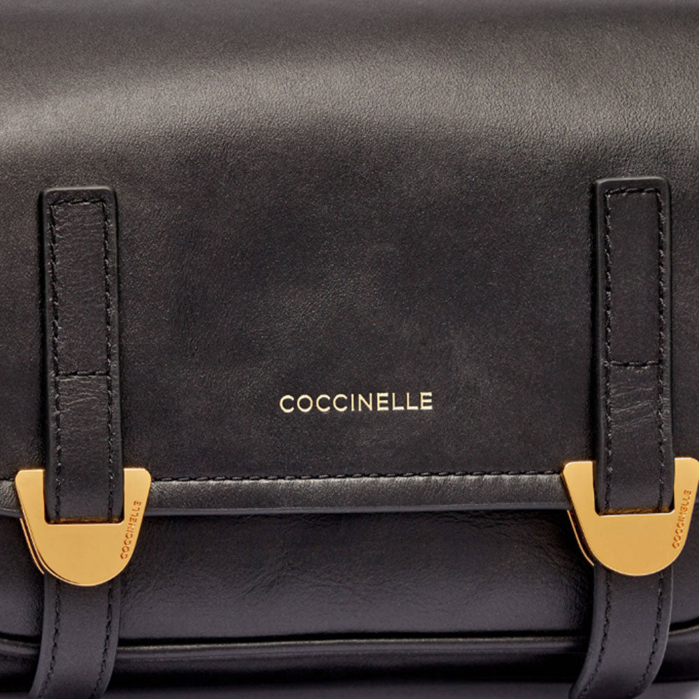 Borsa Donna a Tracolla COCCINELLE in Pelle Liscia Nera linea Campus Vintage Small