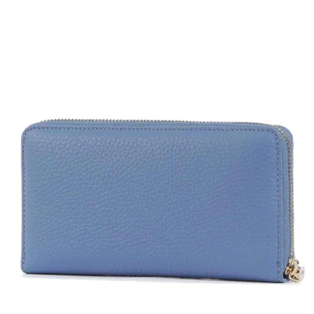 Portafoglio Donna COCCINELLE Zip Around in Pelle Azul Linea Metallic Soft