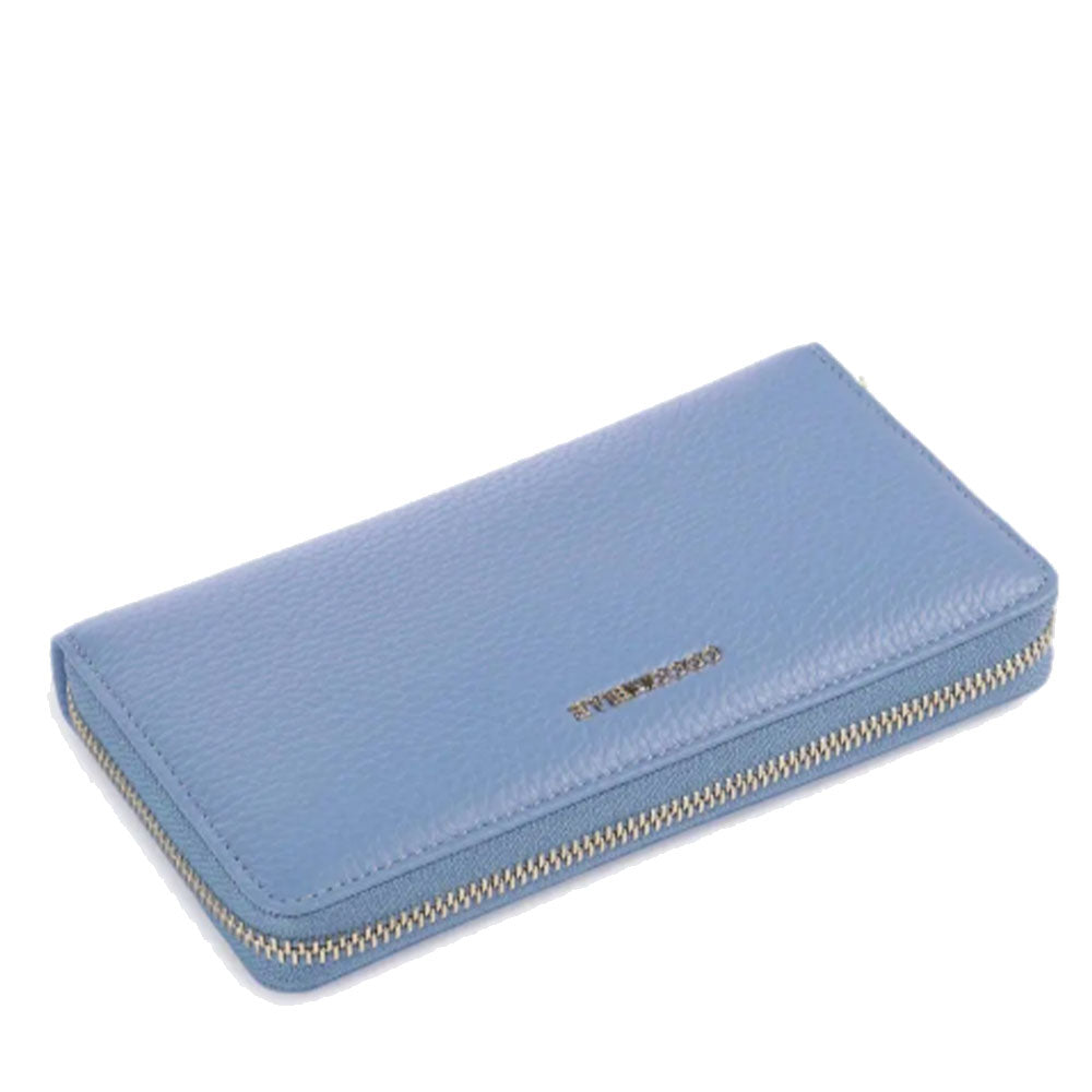 Portafoglio Donna COCCINELLE Zip Around in Pelle Azul Linea Metallic Soft