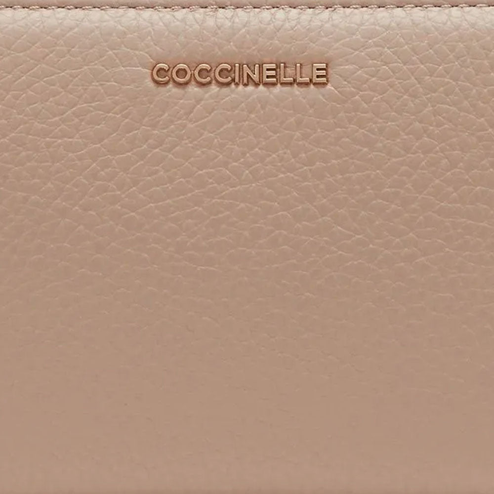 Portafoglio Donna COCCINELLE Zip Around in Pelle Rosette Linea Metallic Soft