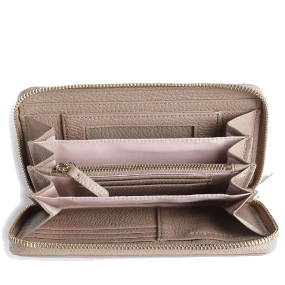 Portafoglio Donna COCCINELLE Zip Around in Pelle Warm Taupe Linea Metallic Soft