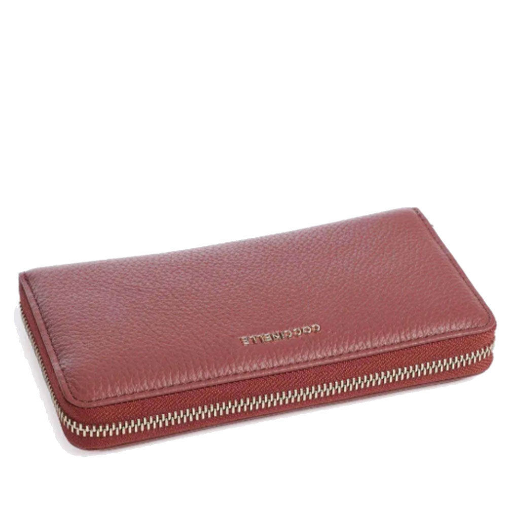Portafoglio Donna COCCINELLE Zip Around in Pelle Brandy Linea Metallic Soft