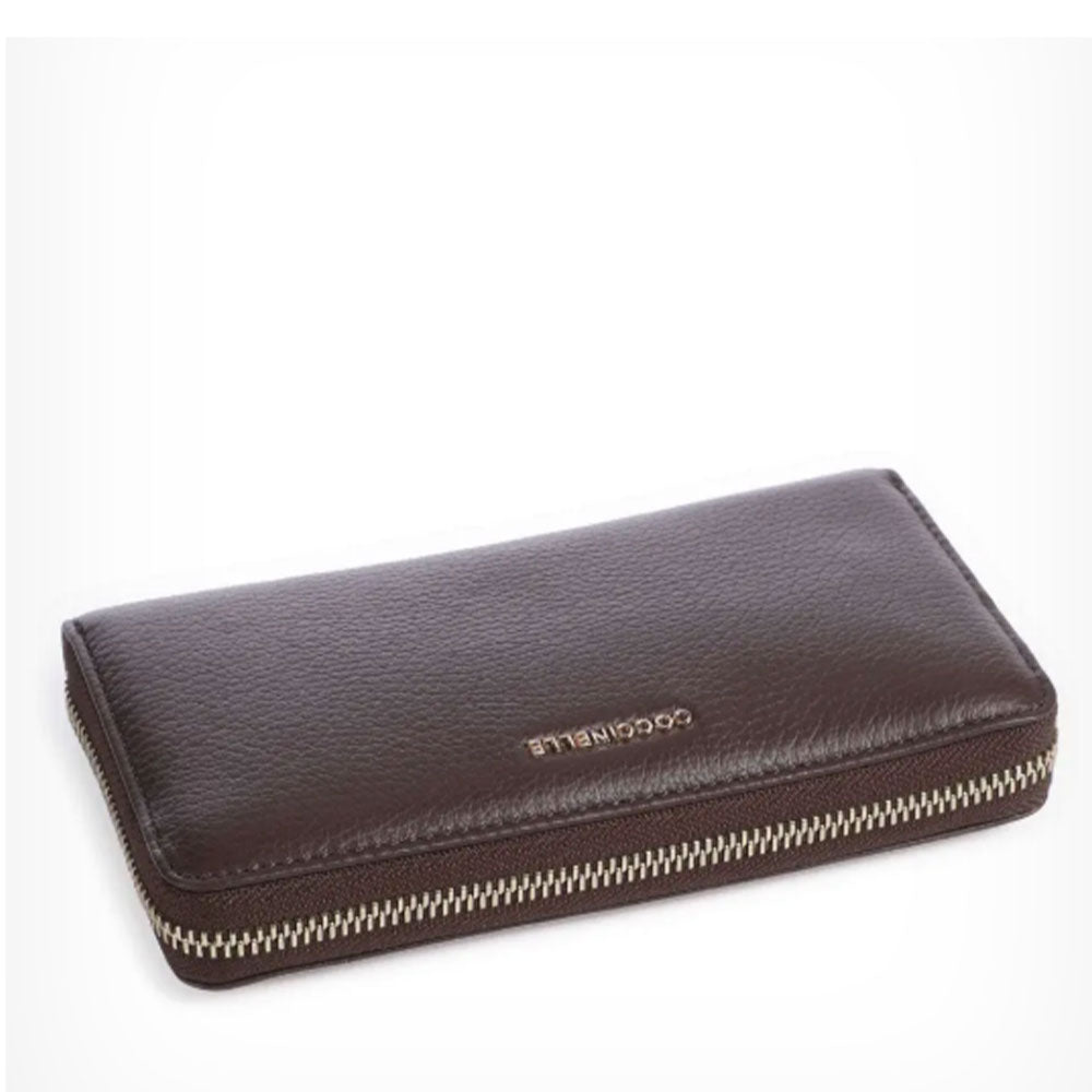 Portafoglio Donna COCCINELLE Zip Around in Pelle Fondant Brown Linea Metallic Soft