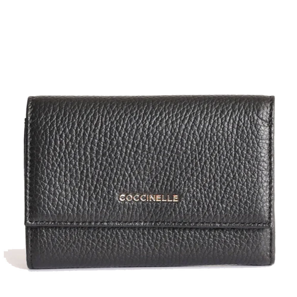 Portafoglio Donna In Pelle Di Vacchetta Autentica Boccx, Colore Nero, Compatto Con Scomparti Multipli E Chiusura A Pulsante