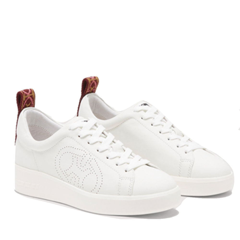 Scarpe Donna COCCINELLE Sneakers in Pelle Colore Jacquard Fabric Off White