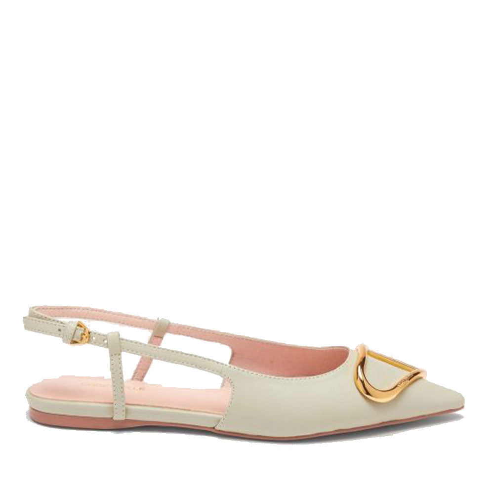 Scarpe Donna COCCINELLE Slingback in Pelle Celadon Green con Tacco Basso