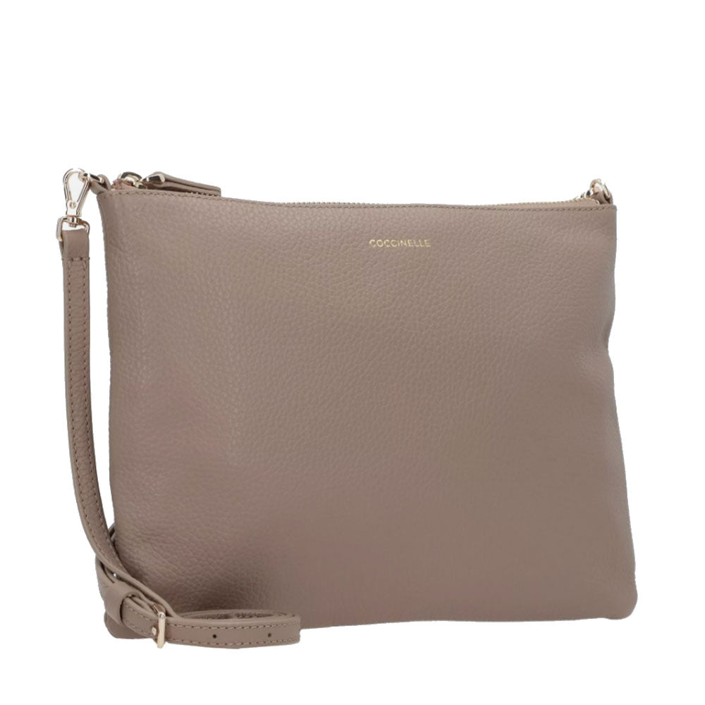 COCCINELLE Damen-Umhängetasche aus warmem Taupe-Leder der Best Medium Line