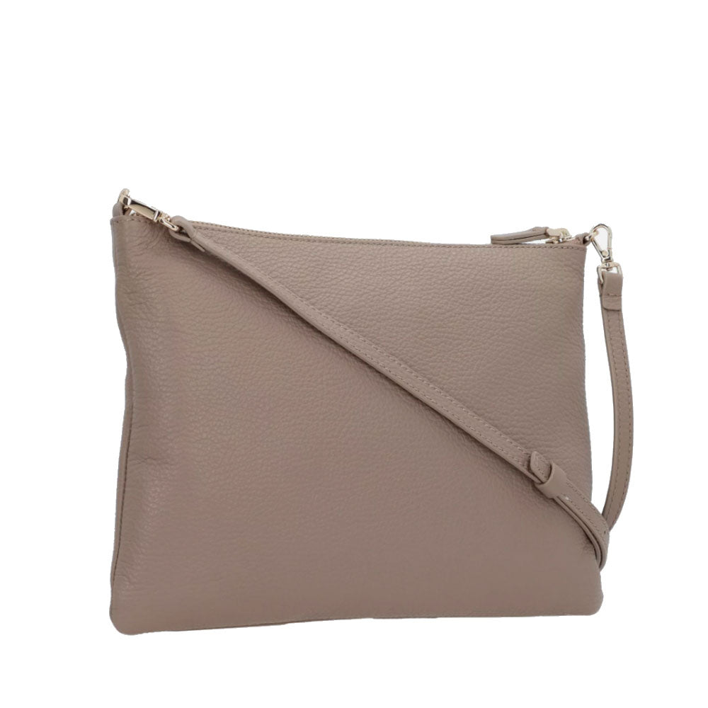 COCCINELLE Damen-Umhängetasche aus warmem Taupe-Leder der Best Medium Line