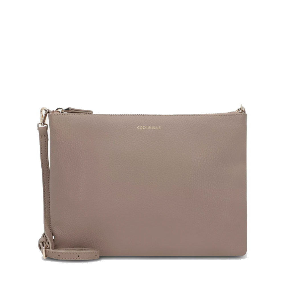 COCCINELLE Damen-Umhängetasche aus warmem Taupe-Leder der Best Medium Line