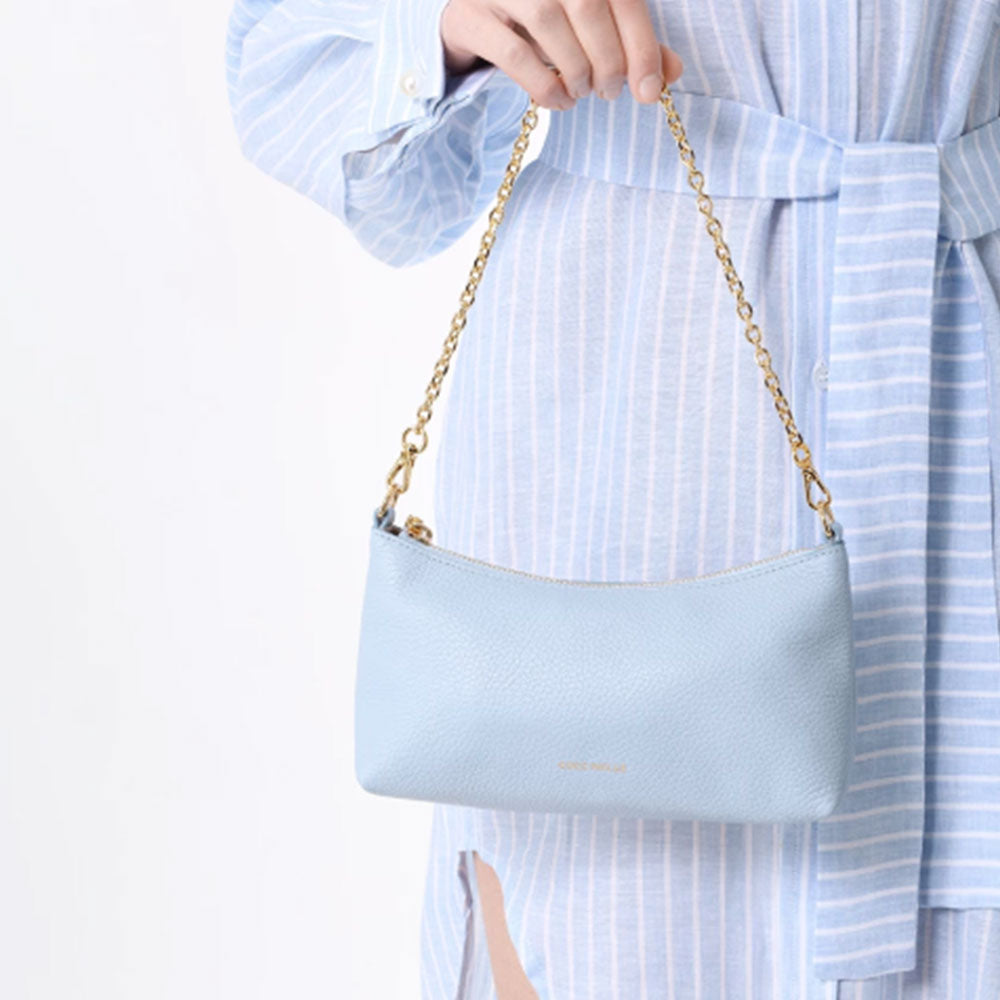Borsa Donna a Spalla COCCINELLE in Pelle Mist Blue Linea Aura