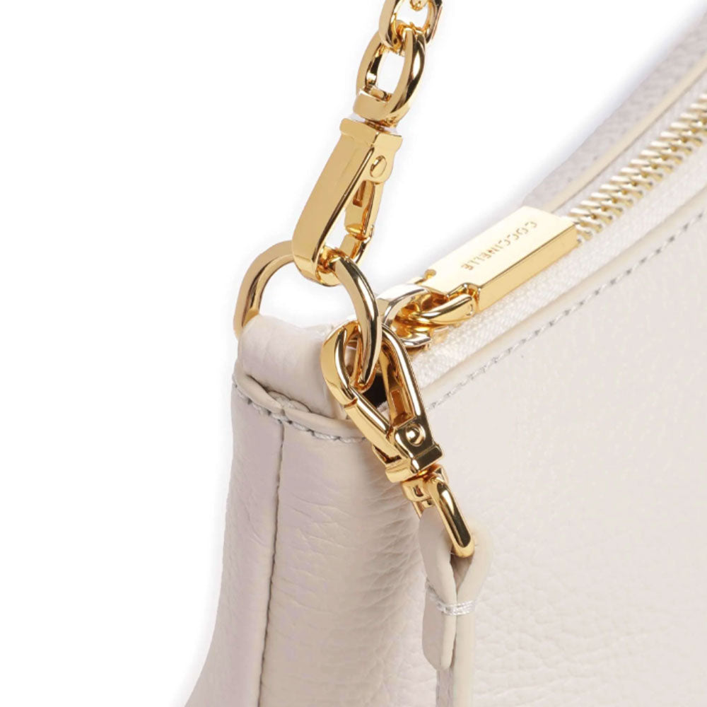 Borsa Donna a Spalla COCCINELLE in Pelle Lambskin White Linea Aura