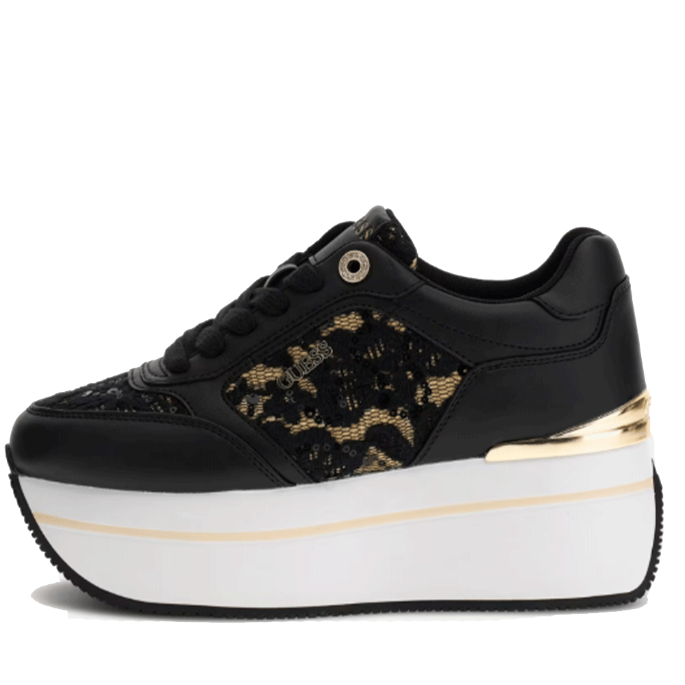 Scarpe Donna GUESS Sneakers Linea Camrio Colore Nero con Inserti in Pizzo