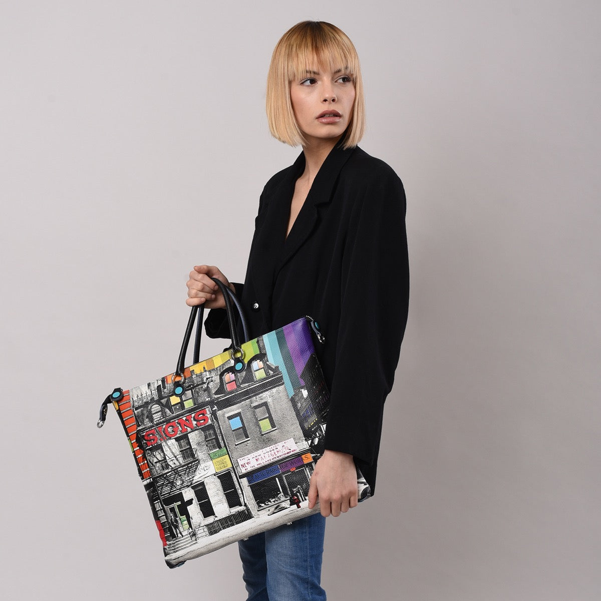 Borsa Donna a Mano con Tracolla GABS G3 PLUS Trasformabile in Pelle stampa Broome Street Large