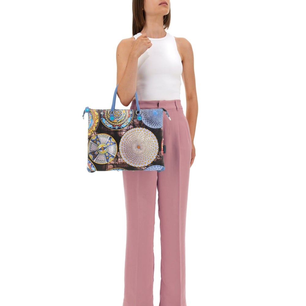 Borsa Donna a Mano con Tracolla GABS G3 PLUS Holiday in Pelle stampa Piatti Ravello Medium