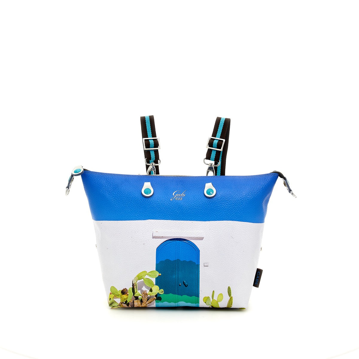 Borsa Donna a Mano con Tracolla GABS G3 Trasformabile in Tessuto stampa Porta Blu Large