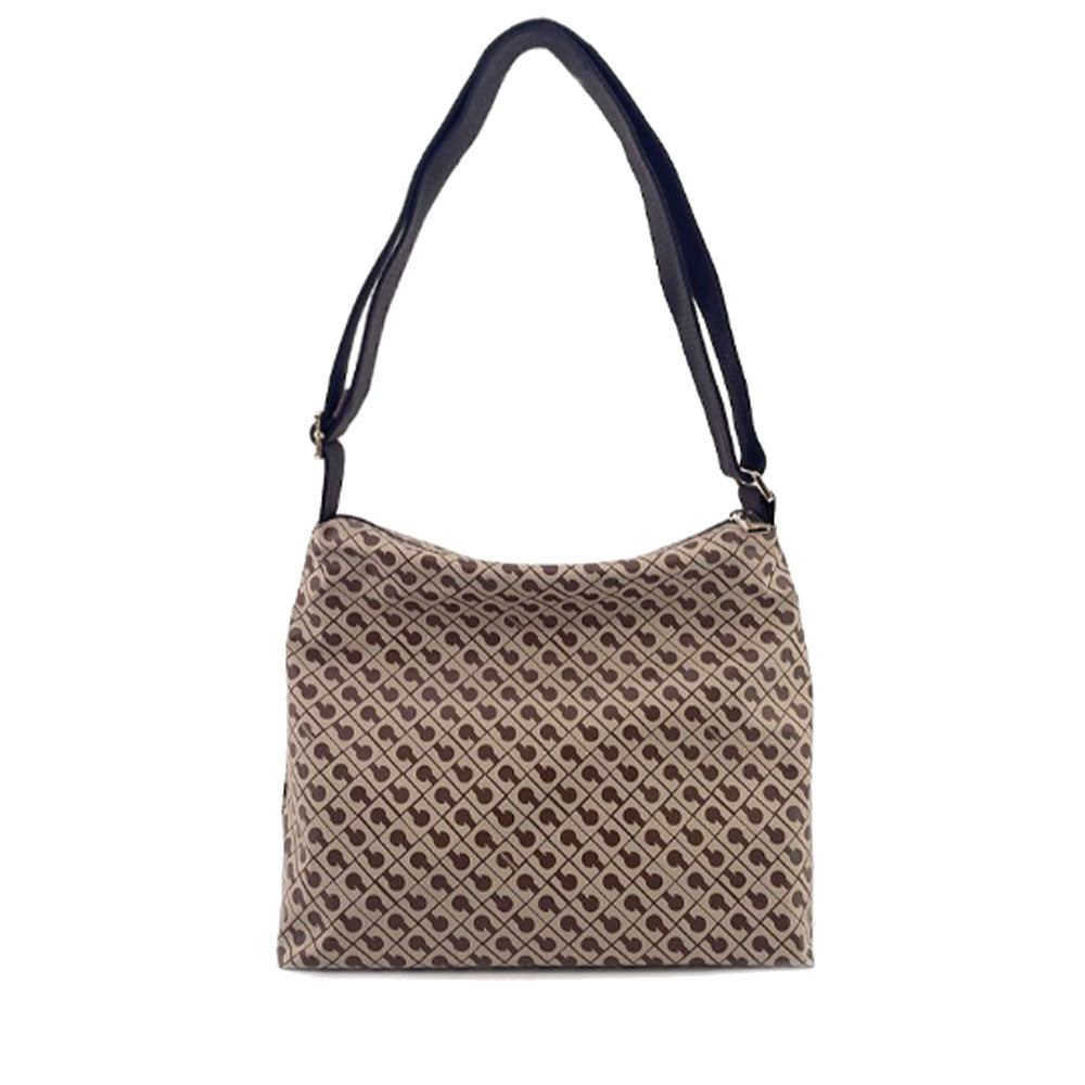 GHERARDINI Damen-Umhängetasche mit mehreren Taschen aus weichem Stoff, Tabakfarbe – Butter