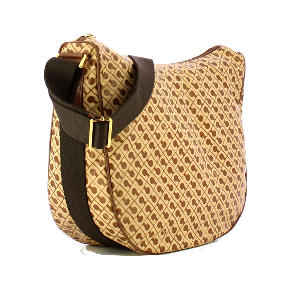 GHERARDINI Damen Hobo-Umhängetasche aus weichem Stoff, Tabakfarbe – Butter, Größe L