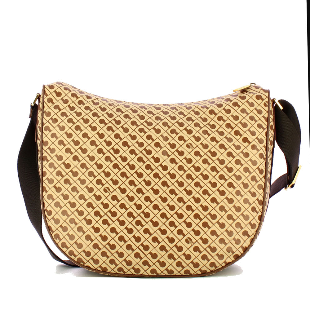 GHERARDINI Damen Hobo-Umhängetasche aus weichem Stoff, Tabakfarbe – Butter, Größe L
