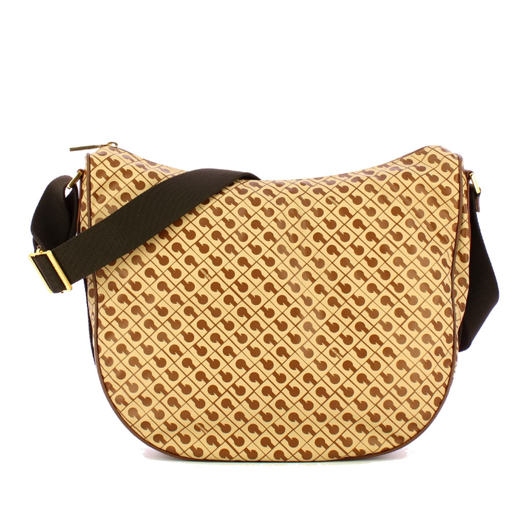 GHERARDINI Damen Hobo-Umhängetasche aus weichem Stoff, Tabakfarbe – Butter, Größe L