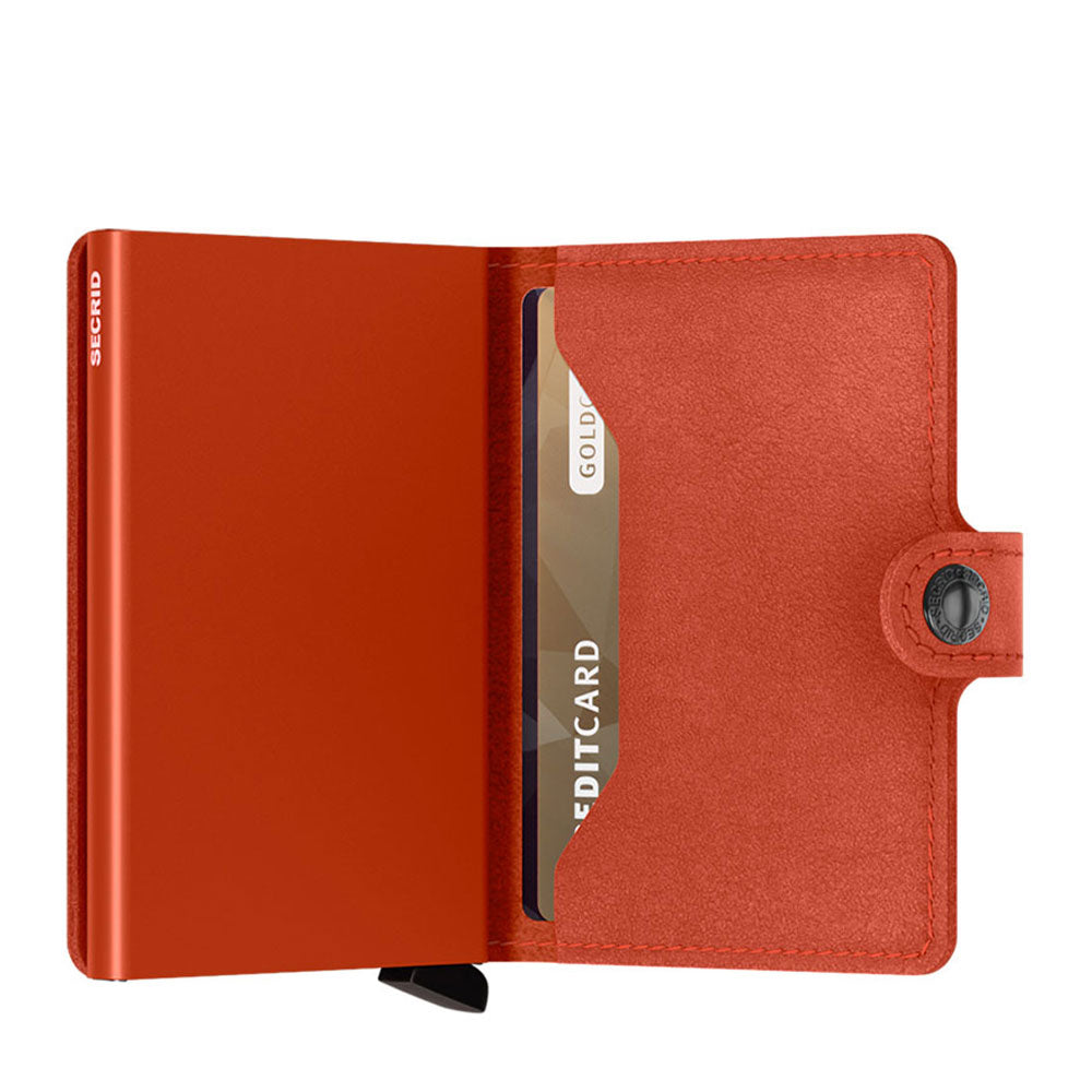 SECRID Original Line Kartenetui mit Clip aus orangefarbenem Leder mit RFID