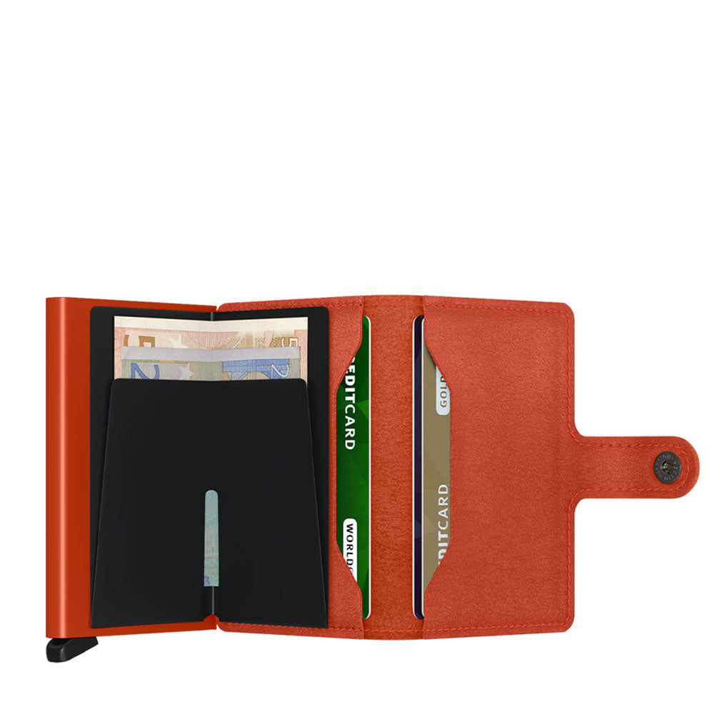 SECRID Original Line Kartenetui mit Clip aus orangefarbenem Leder mit RFID