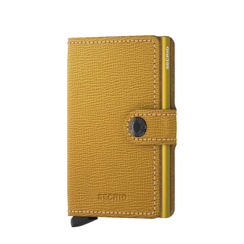 SECRID Miniwallet Crisple Line Kartenetui mit Clip aus ockerfarbenem Leder mit RFID