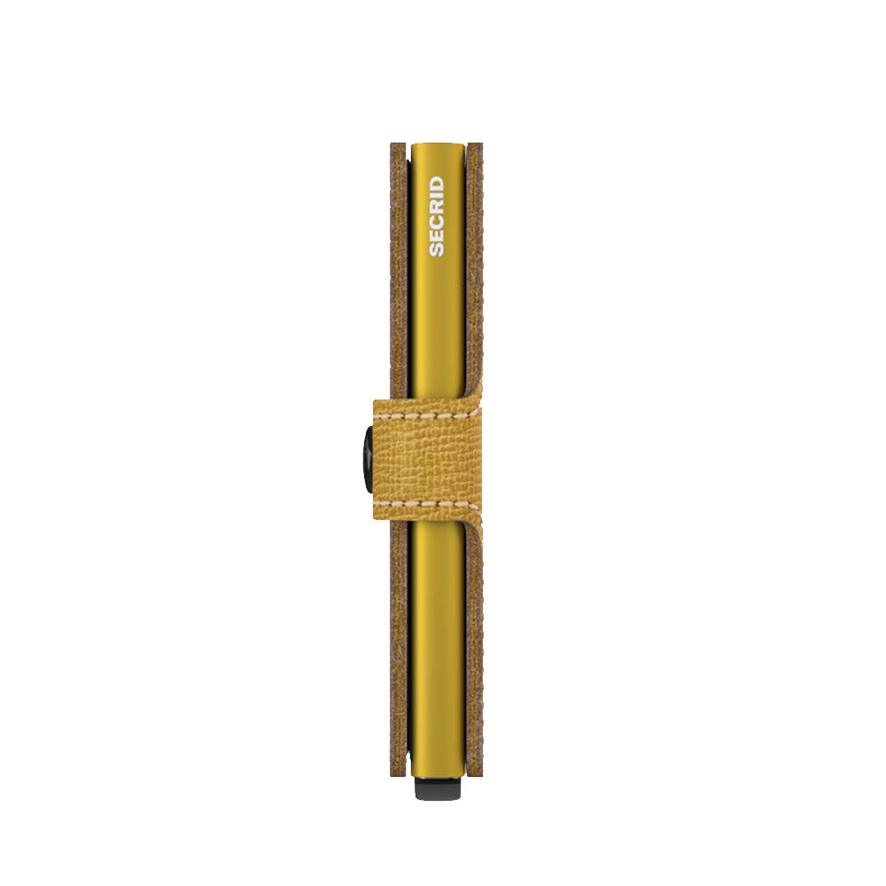 SECRID Miniwallet Crisple Line Kartenetui mit Clip aus ockerfarbenem Leder mit RFID