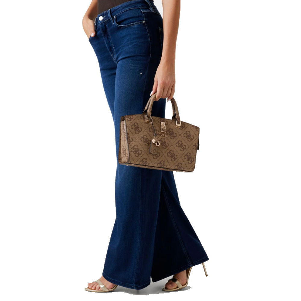Borsa Donna a Mano GUESS Linea Queensland Colore Latte Logo