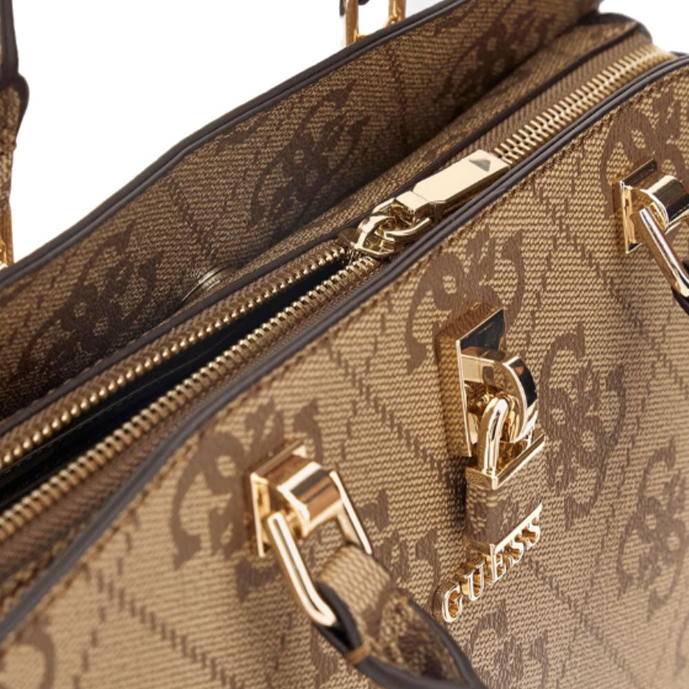 Borsa Donna a Mano GUESS Linea Queensland Colore Latte Logo