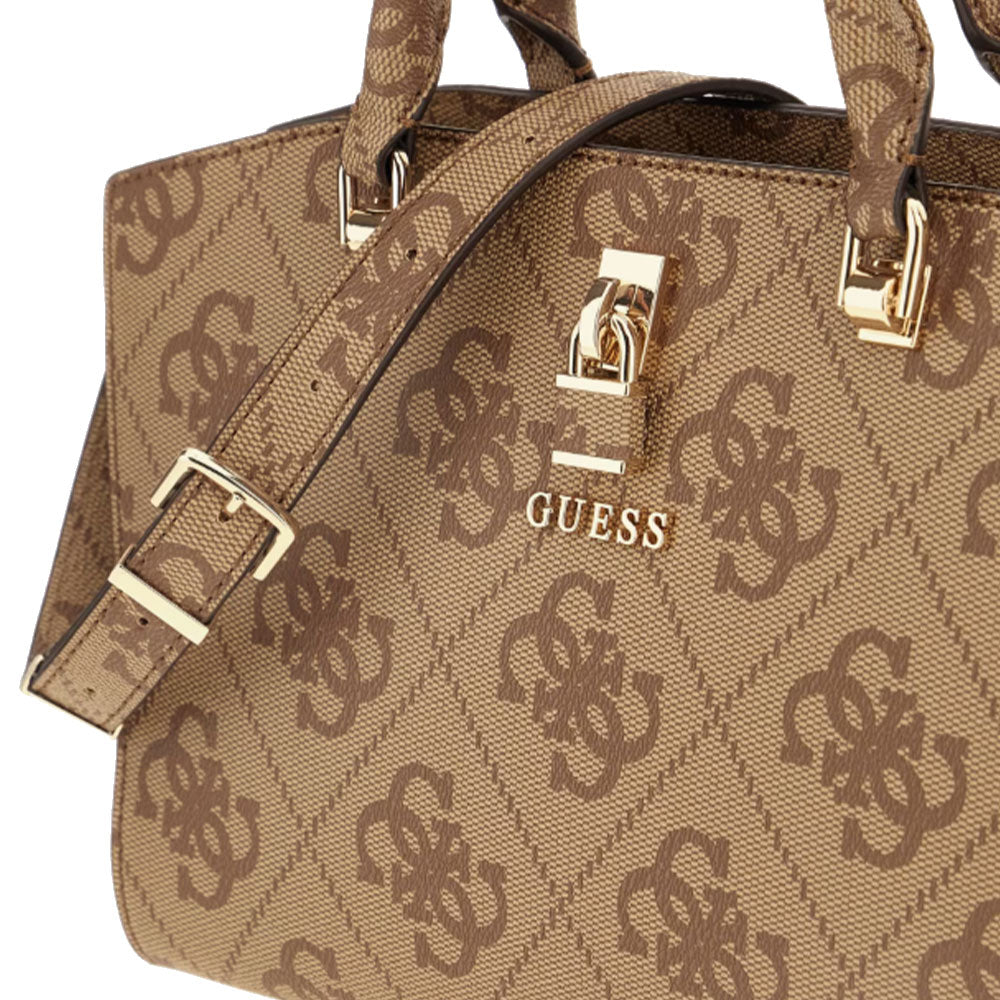 Borsa Donna a Mano GUESS Linea Queensland Colore Latte Logo