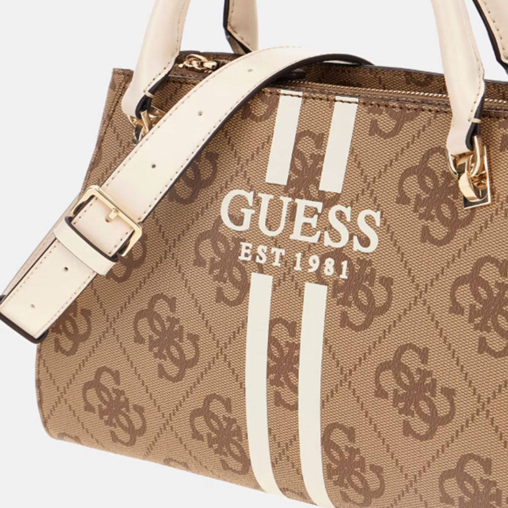 Borsa Donna a Mano GUESS Linea Noelle Colore Latte Logo con Logo Frontale