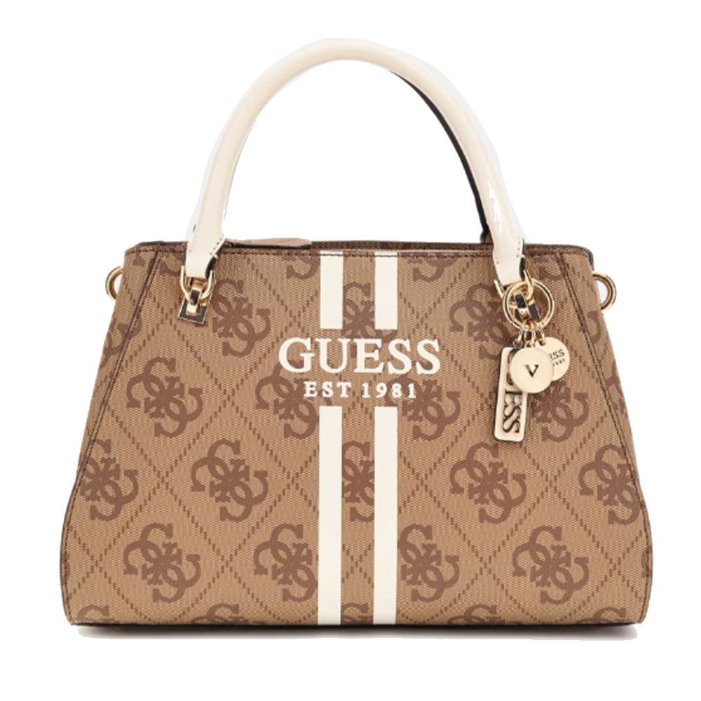 Borsa Donna a Mano GUESS Linea Noelle Colore Latte Logo con Logo Frontale