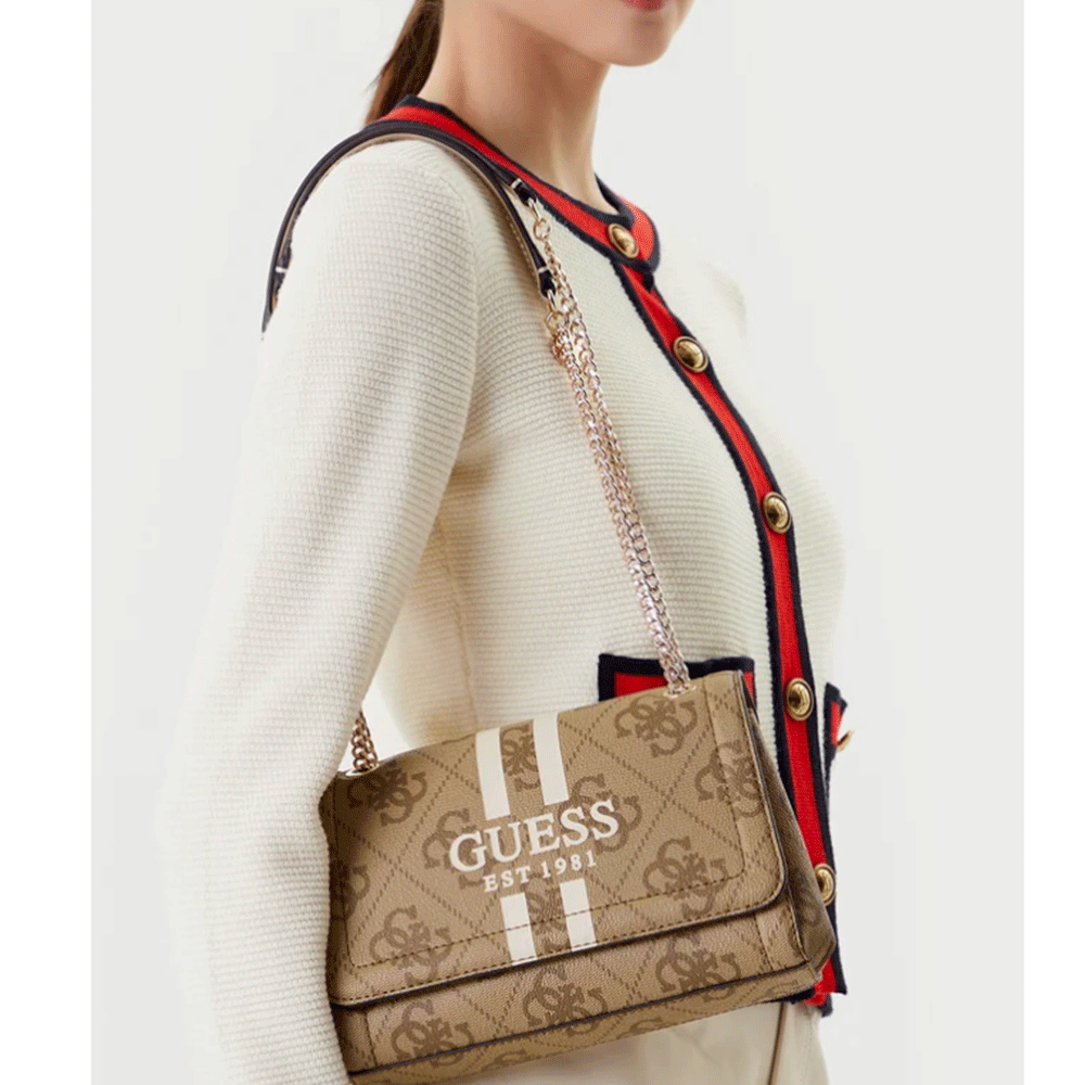 Borsa Donna a Tracolla GUESS Linea Noelle colore Latte Logo