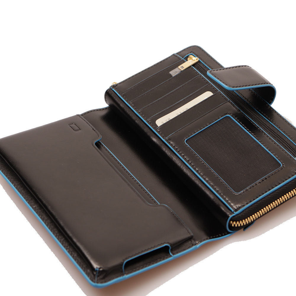 PIQUADRO BLUE SQUARE LINIE
Damenbrieftasche mit zwei Fächern aus schwarzem Leder - PD1354B2R