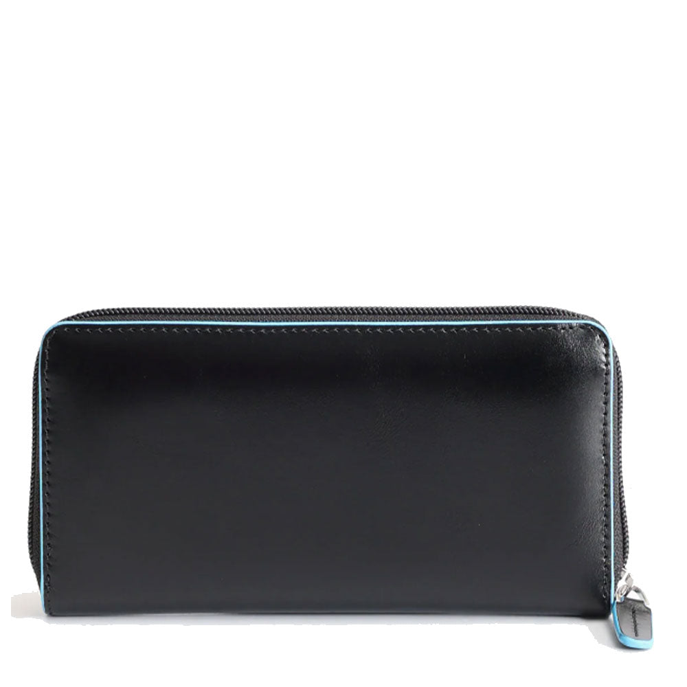 PIQUADRO Blue Square Linie
Damen Geldbörse mit Rundum-Reißverschluss aus schwarzem Leder, – PD3229B2R