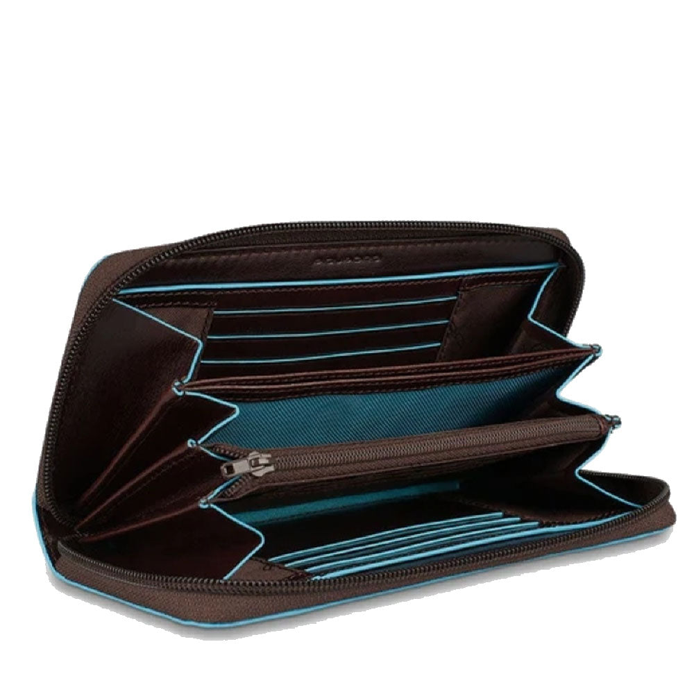 PIQUADRO Blue Square Linie 
Damen-Geldbörse mit Rundum-Reißverschluss aus rotem Leder – PD3229B2R