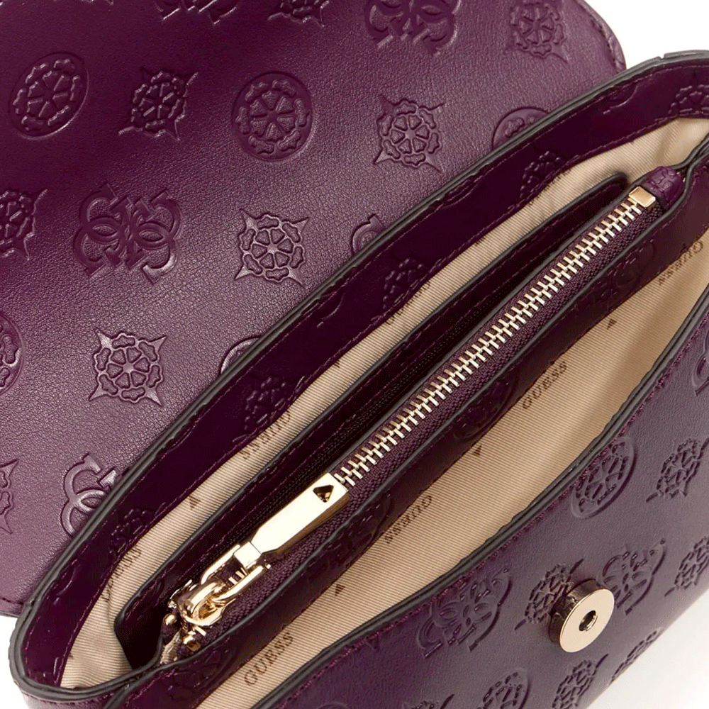 Borsa Donna a Mano con Tracolla GUESS Linea Tisha colore Wine Logo Misura Piccola