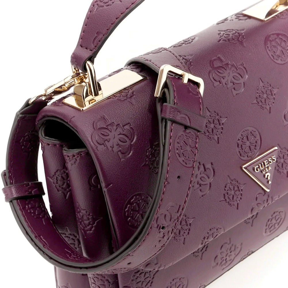 Borsa Donna a Mano con Tracolla GUESS Linea Tisha colore Wine Logo Misura Piccola